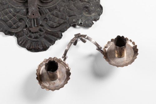 Louis XIV - Silvery metal wall lights Pair end XVII°  Century 