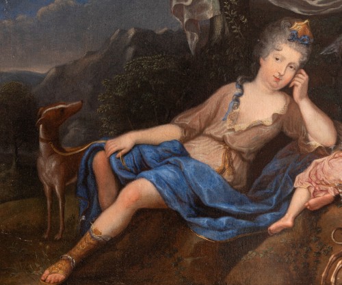 Tableaux et dessins Tableaux XVIIIe siècle - Hanne de la Tremouille et son fils daté 1705 Atelier de Pierre Gobert (1662 - 1744 )