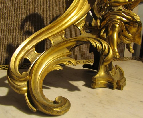 A Pair of Louis XV ormolu Chenets  - Louis XV