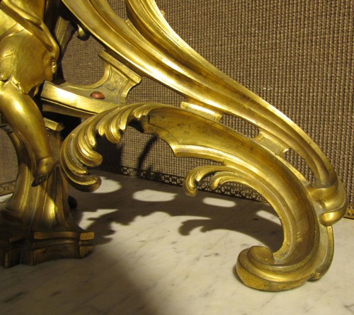 Louis XV - A Pair of Louis XV ormolu Chenets 