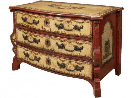 A polychrome-decorated Lacca Povera Commode 18TH century