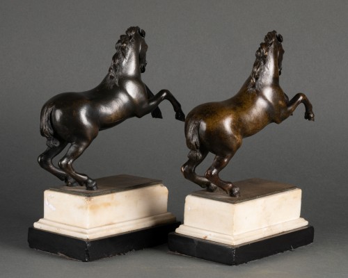 Antiquités - Bronzes Chevaux cabrés Italie fin XVIIe siècle