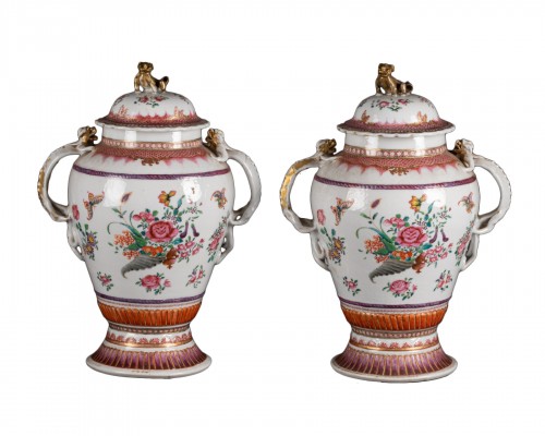 A Pair of Chinese porcelain Covered Vases