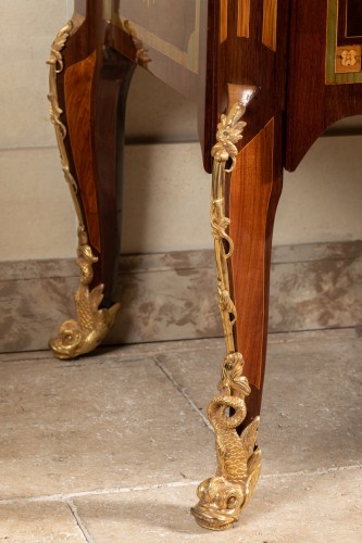 Transition - A Louis XV Transitional Marquetry Commode stamped  Jacques  Birckle