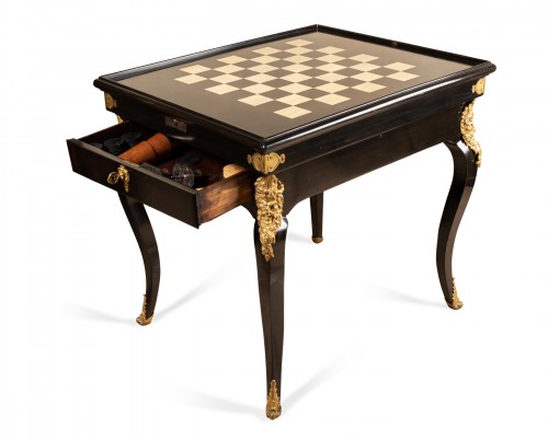 A Regence blackened pearwood games table - French Regence