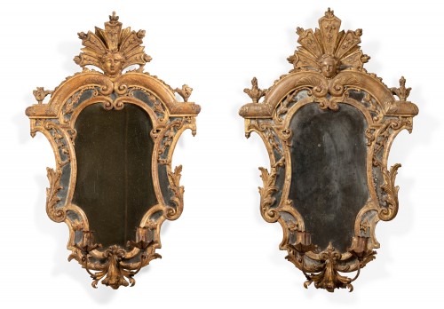 Paire de miroirs réflecteurs tout début XVIIIe siècle