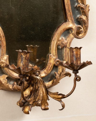 Antiquités - Paire de miroirs réflecteurs tout début XVIIIe siècle