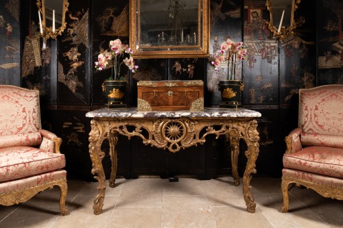 Console en table bois doré début Epoque Louis XV - Mobilier Style Louis XV