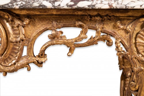 Console en table bois doré début Epoque Louis XV - Louis XV