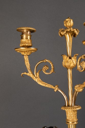 Antiquités - A Louis XVI pair gilted and patined Candelabras &quot; aux Vestales &quot;