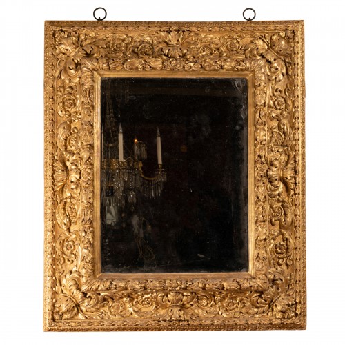 Miroir baroque Italien bois sculpté doré XVIIe siècle