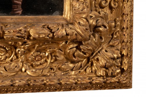 Louis XIV - Miroir baroque Italien bois sculpté doré XVIIe siècle