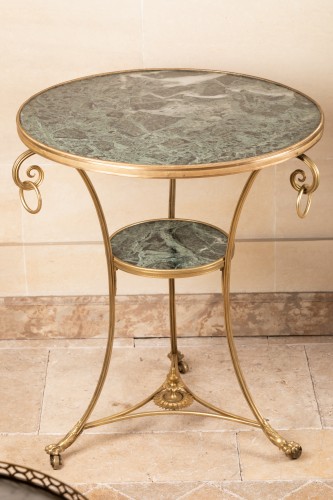 Gilded bronze and marble pedestal table, France late 18th century - Furniture Style Louis XVI