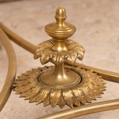 Antiquités - Gilded bronze and marble pedestal table, France late 18th century