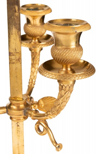 Empire - A Empire ormolu three light Bouillotte Lamp