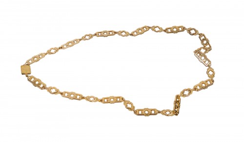 Long gold necklace