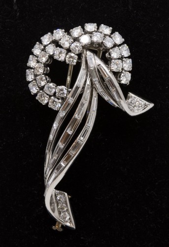 Broche or et platine - Bijouterie, Joaillerie Style Années 50-60