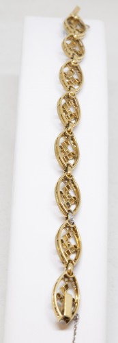 Bracelet in gold, platinum, diamonds and pearls - Antique Jewellery Style 