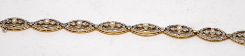 Antique Jewellery  - Bracelet in gold, platinum, diamonds and pearls