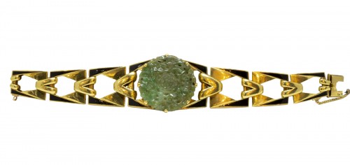 Bracelet Art Déco en or, émail et jade vers 1930