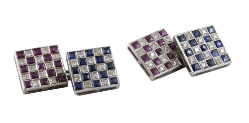 Pair of cufflinks in 18K white gold