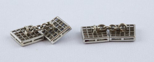 Paire de boutons de manchette en or blanc - Bijouterie, Joaillerie Style 