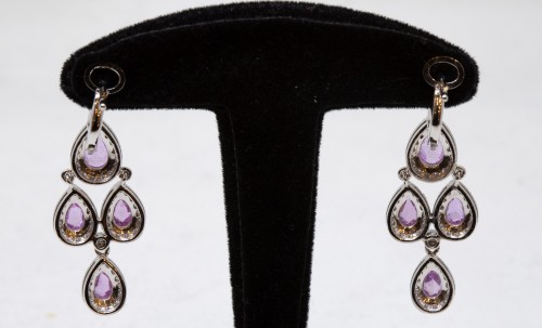 Pair of gold pendants, Sapphires and diamonds - Antique Jewellery Style 