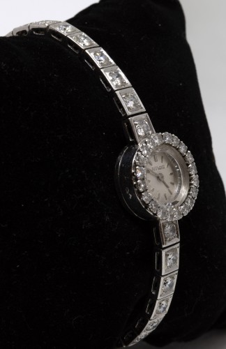 Platinum watch brand “ Roy Watch” set with TA diamonds - Antique Jewellery Style 