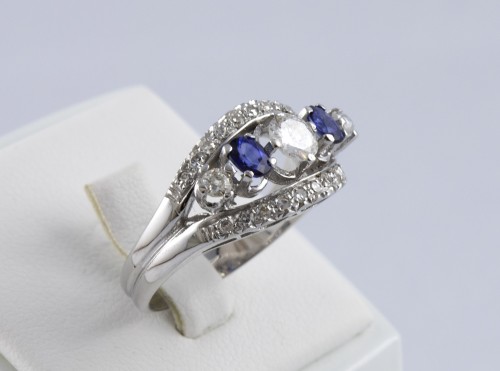 Ring in Gold, diamonds and sapphire - Antique Jewellery Style Art nouveau