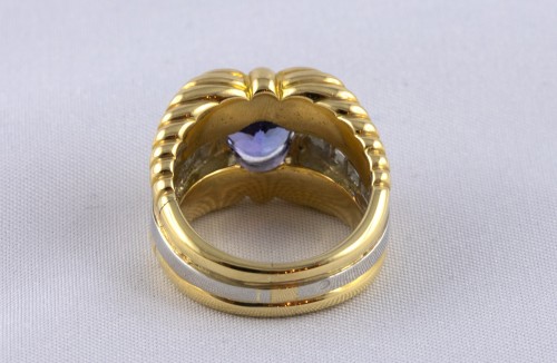 18K Gold, Platinum, Tanzanite and Diamond Ring - 