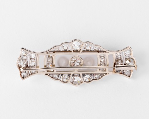 Platinum and rock crystal art-deco brooch, set with diamonds - 