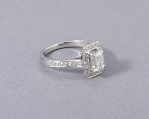 Antique Jewellery  - 18k white gold ring set with a diamond