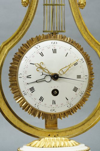 Pendule Lyre d'époque Louis XVI, André Furet - Jacques Nève