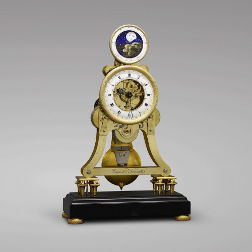 Pendule squelette astronomique à sonnerie des quarts - Horlogerie Style Empire