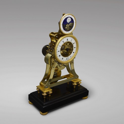 Horology  - Astronomical Skeleton Clock with Quarter-Strike on Three Bells