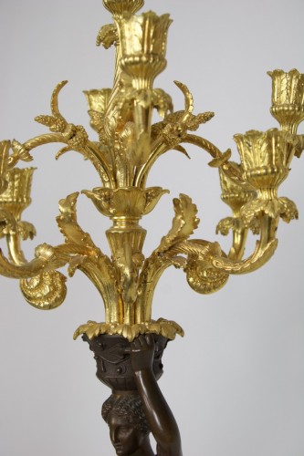 Pair of French Seven-Light Gilt Bronze Candelabra "Aux Canephores" - 