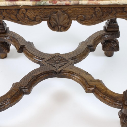 Tabouret en chêne sculpté époque Louis XIV / Régence - Sièges Style Régence