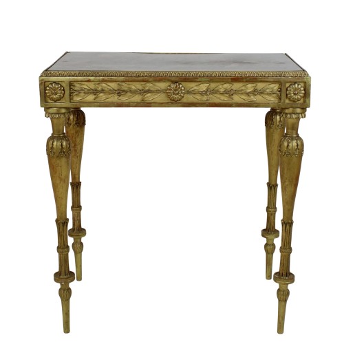 Table Napoléon III en bois doré et marbre