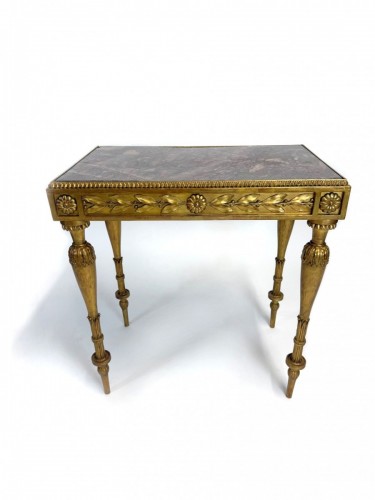 Mobilier Table & Guéridon - Table Napoléon III en bois doré et marbre