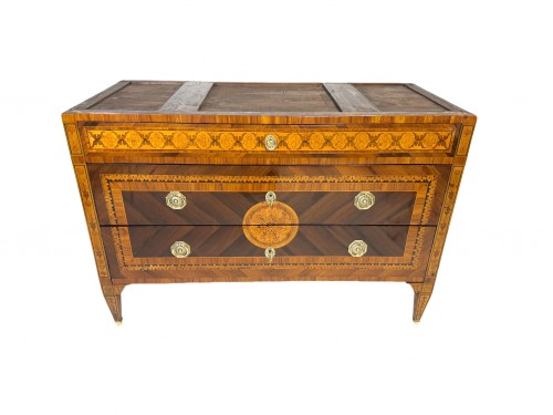 Commode Néoclassique en marqueterie, 18e, Atelier de Maggiolini - Mobilier Style Louis XVI