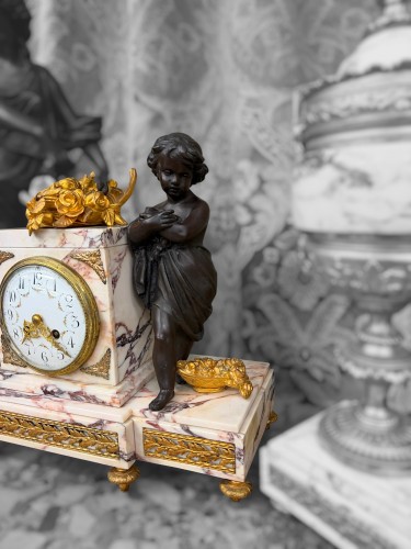Louis XVI Style Marble &amp; Bronze 3-Piece Clock Set, late 19th century - 