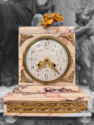 19th century - Louis XVI Style Marble &amp; Bronze 3-Piece Clock Set, late 19th century