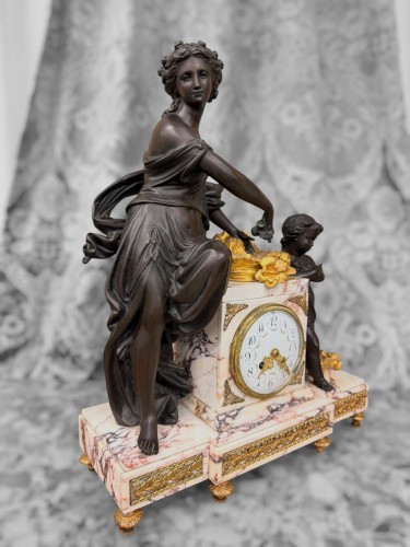 Antiquités - Louis XVI Style Marble &amp; Bronze 3-Piece Clock Set, late 19th century