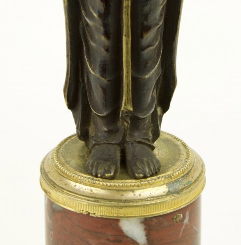 Antiquités - Paire de bougeoirs cariatides d'époque Empire en bronze