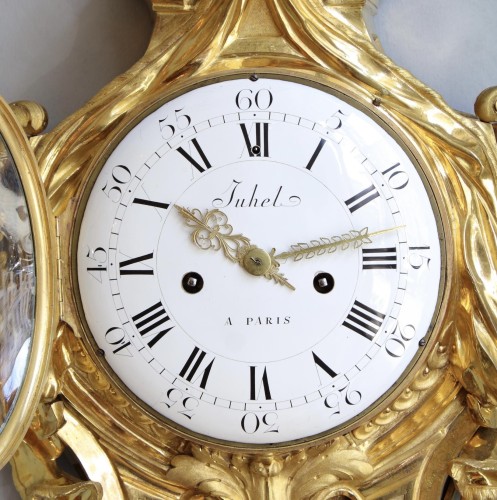 Horlogerie Cartel - Grand cartel d'applique Louis XVI en bronze doré