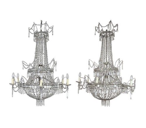Paire de lustres à tente et sac style Empire espagnol, c. 1890