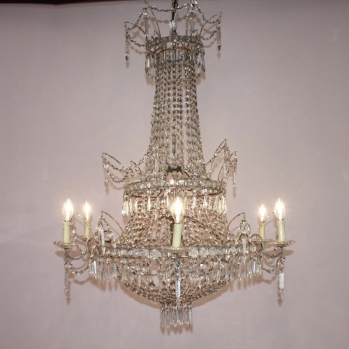 Luminaires Lustre - Paire de lustres à tente et sac style Empire espagnol, c. 1890