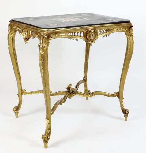 Napoleon III Giltwood Center Table with Scagliola Top - Furniture Style Napoléon III