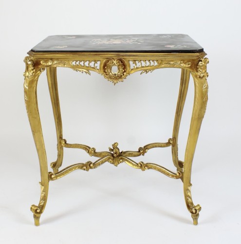 Napoleon III Giltwood Center Table with Scagliola Top - 
