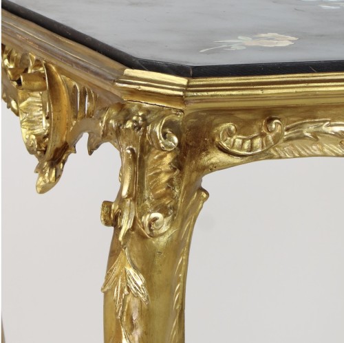 Napoléon III - Napoleon III Giltwood Center Table with Scagliola Top